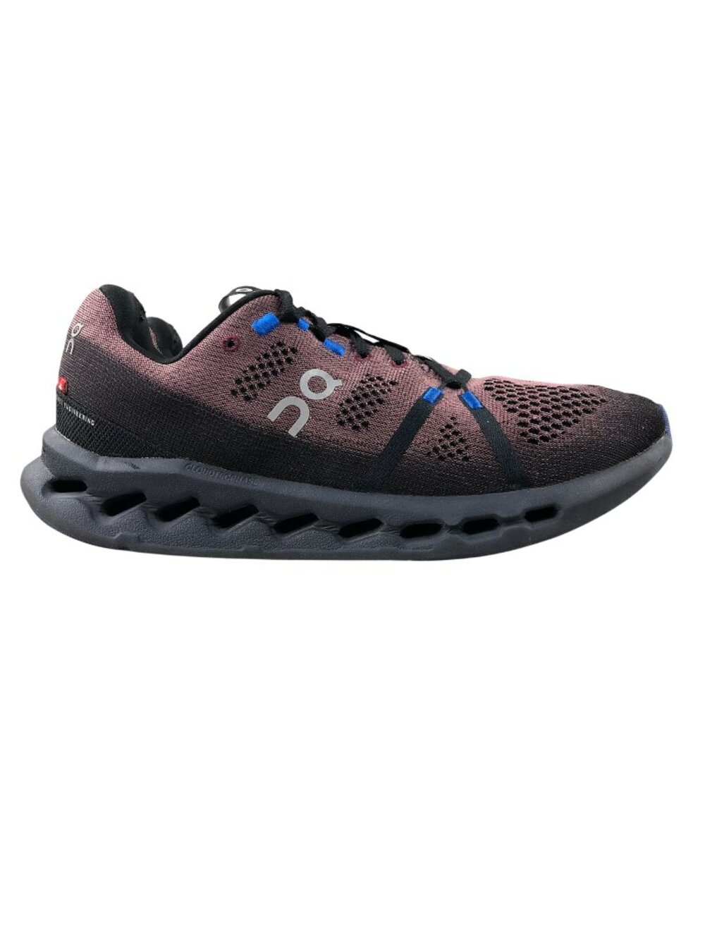 On Men's Size 9.5  Cloudsurfer Black Cobalt Purple Road Running Sneakers Shoes